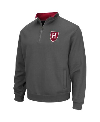 Men's Charcoal Harvard Crimson Tortugas Team Logo Quarter-Zip Jacket