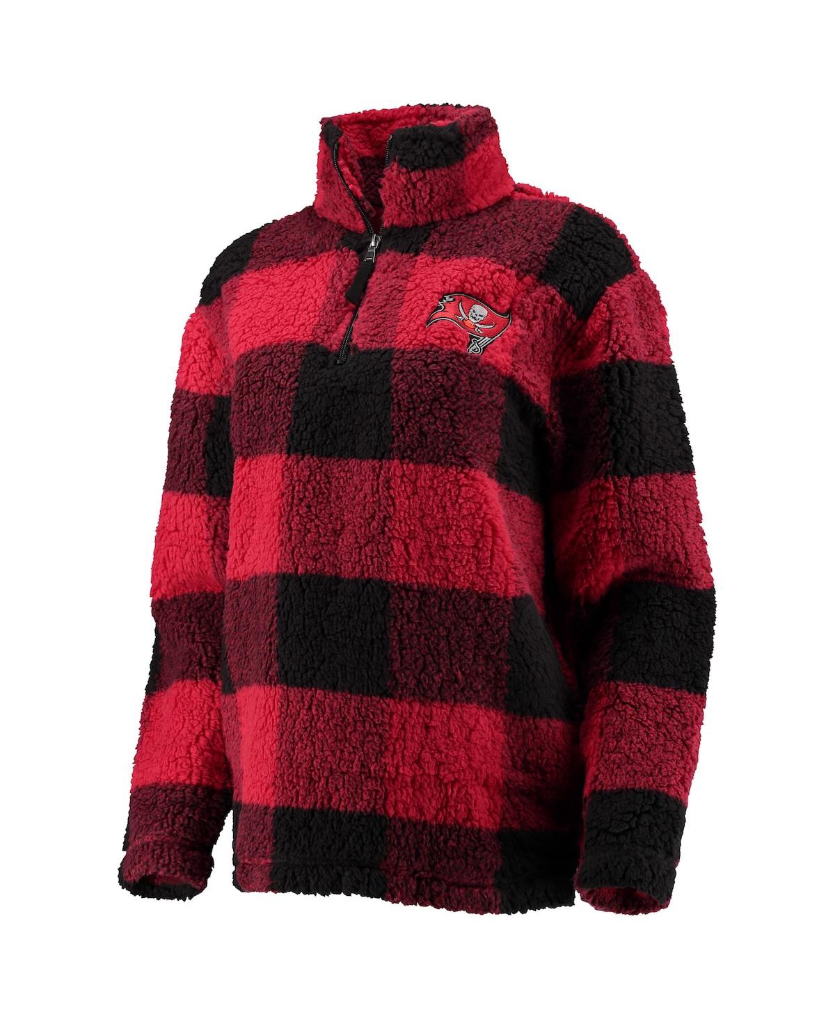 Shop G-iii 4her By Carl Banks Women's  Red Tampa Bay Buccaneers Sherpa Plaid Quarter-zip Jacket