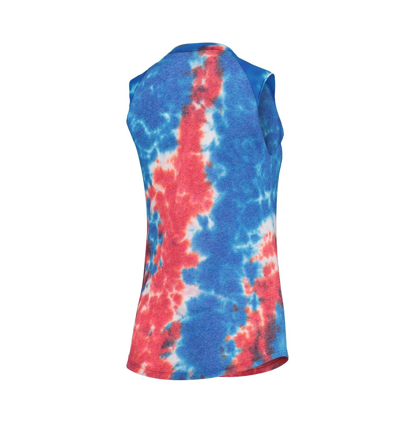 Женский топ Majestic Threads Red, Blue San Francisco Giants Tie-Dye Tri-Blend Muscle — фото 4