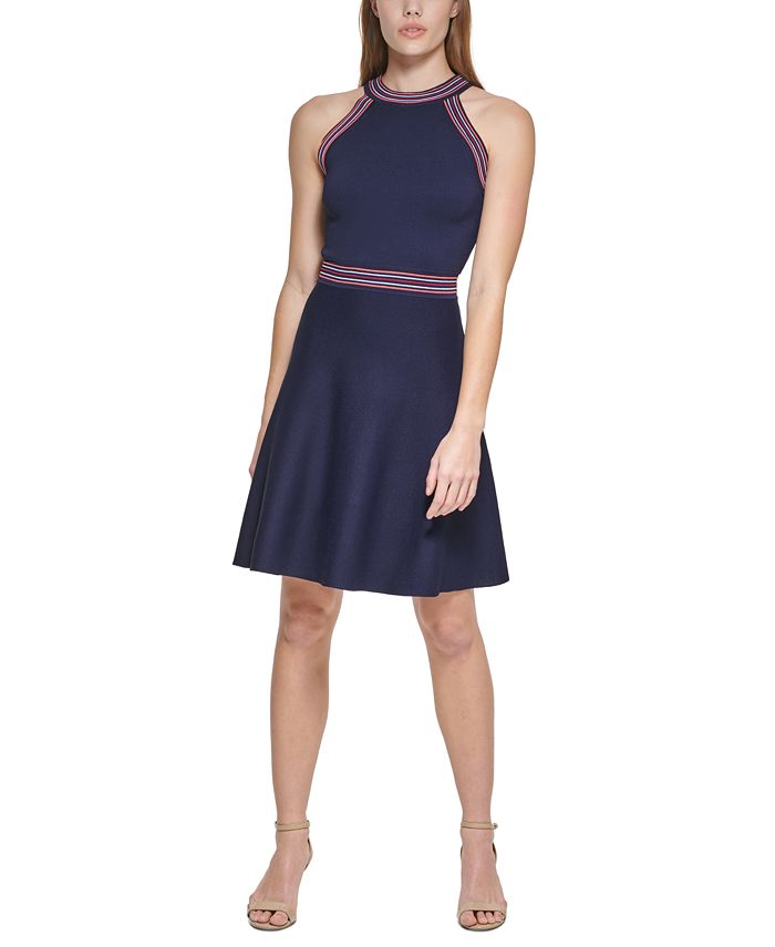 Vince Camuto Contrast Trim Fit And Flare Dress Macys 1282