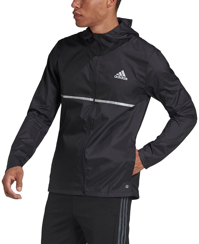 adidas The Run Regular-Fit DWR Hooded Running Jacket Reflective Trim - Macy's