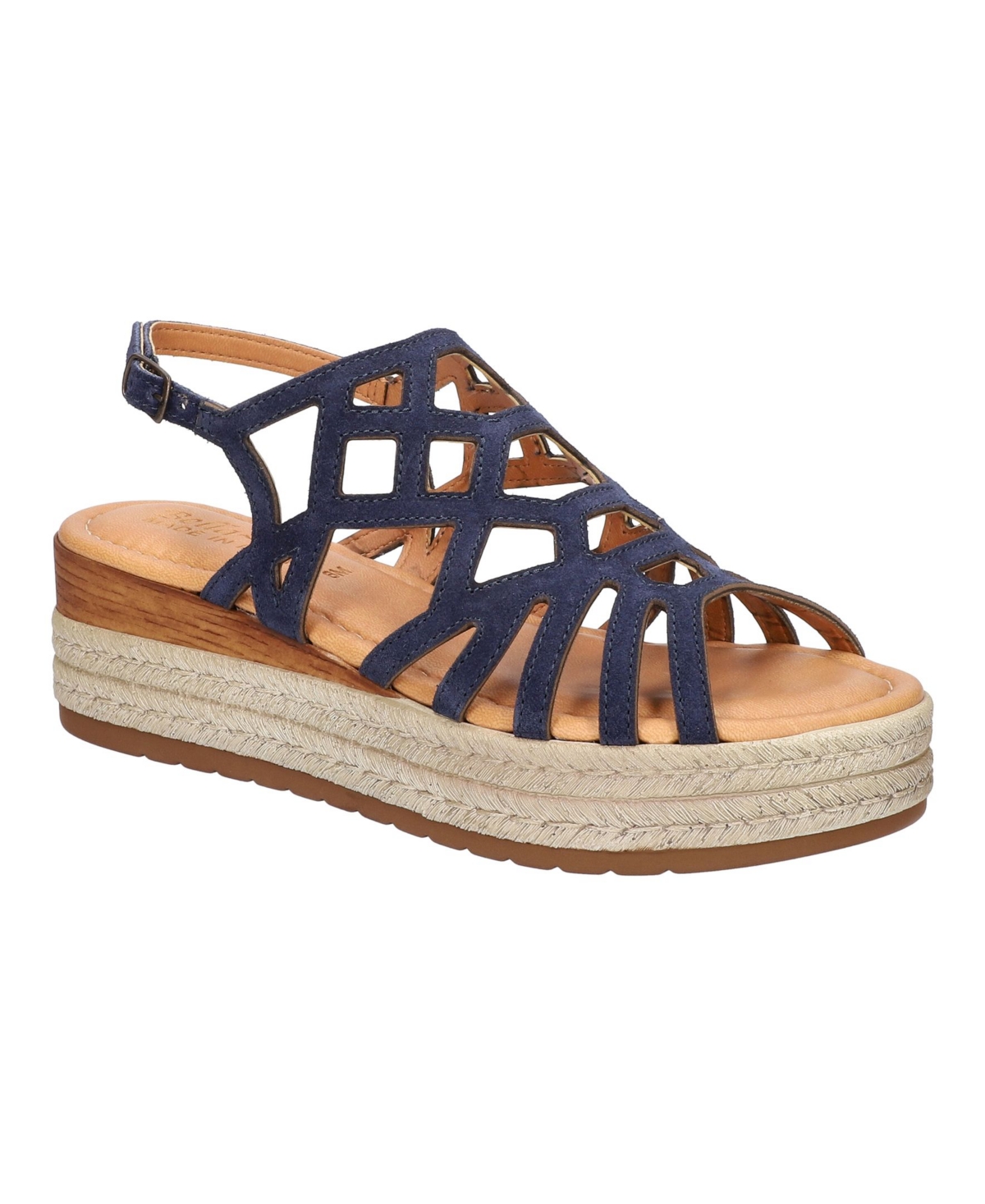 Shop Bella Vita Women's Zip-italy Wedge Sandals In Navy Suede Leather