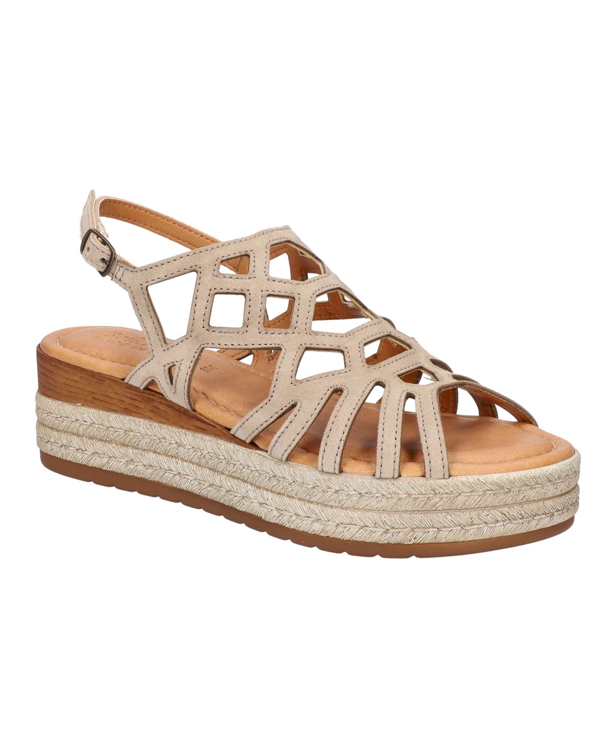 Women's Zip-Italy Wedge Sandals - Stone Suede Leather