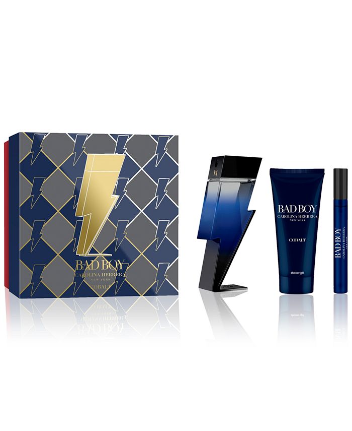 Carolina Herrera Men's 3-Pc. Bad Boy Cobalt Eau de Parfum Gift Set - Macy's