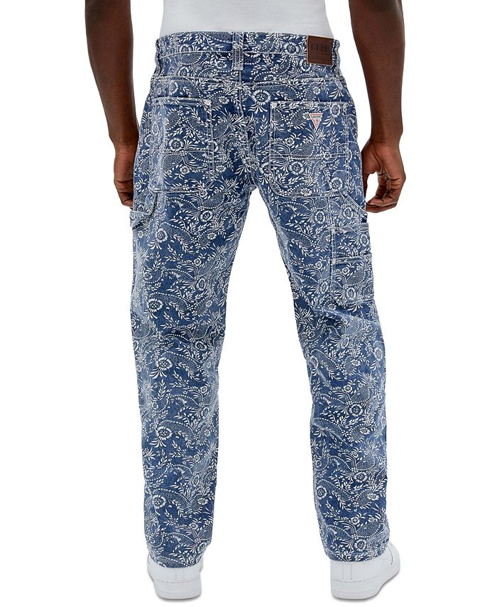 GUESS Men's Cadet RelaxedFit Paisley BandanaPrint Carpenter Jeans