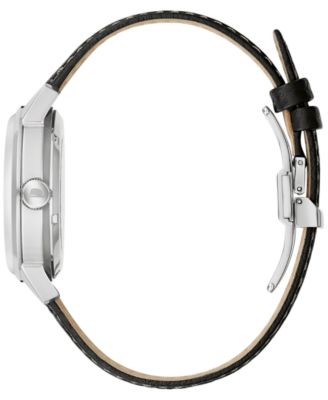 Men's Frank Sinatra Summer Wind Automatic Black Leather Strap Watch 40mm