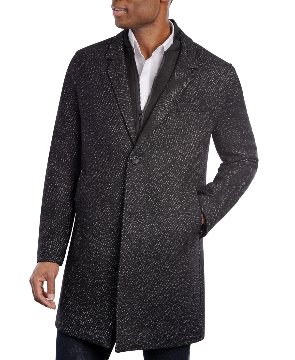 Michael Kors Men's Pike Classic-Fit Over Coats -White Dash