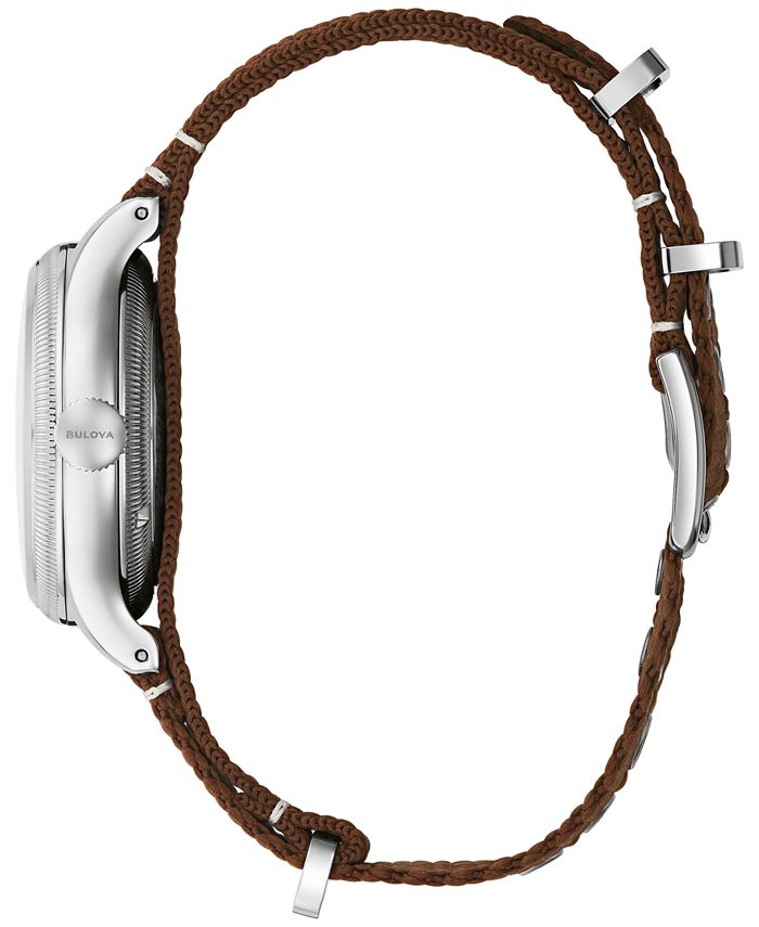 Bulova Men's Military Automatic Brown Nylon Strap Watch 37mm Macy's