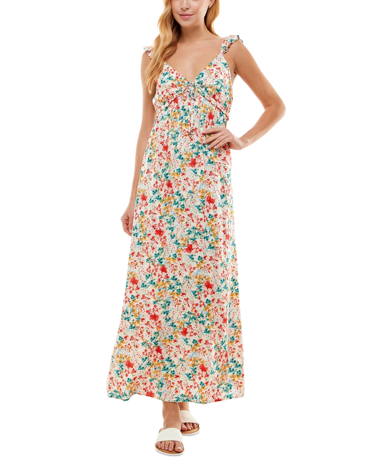 Kingston Grey Juniors' Floralprint Maxi Dress In Cream/multi ModeSens