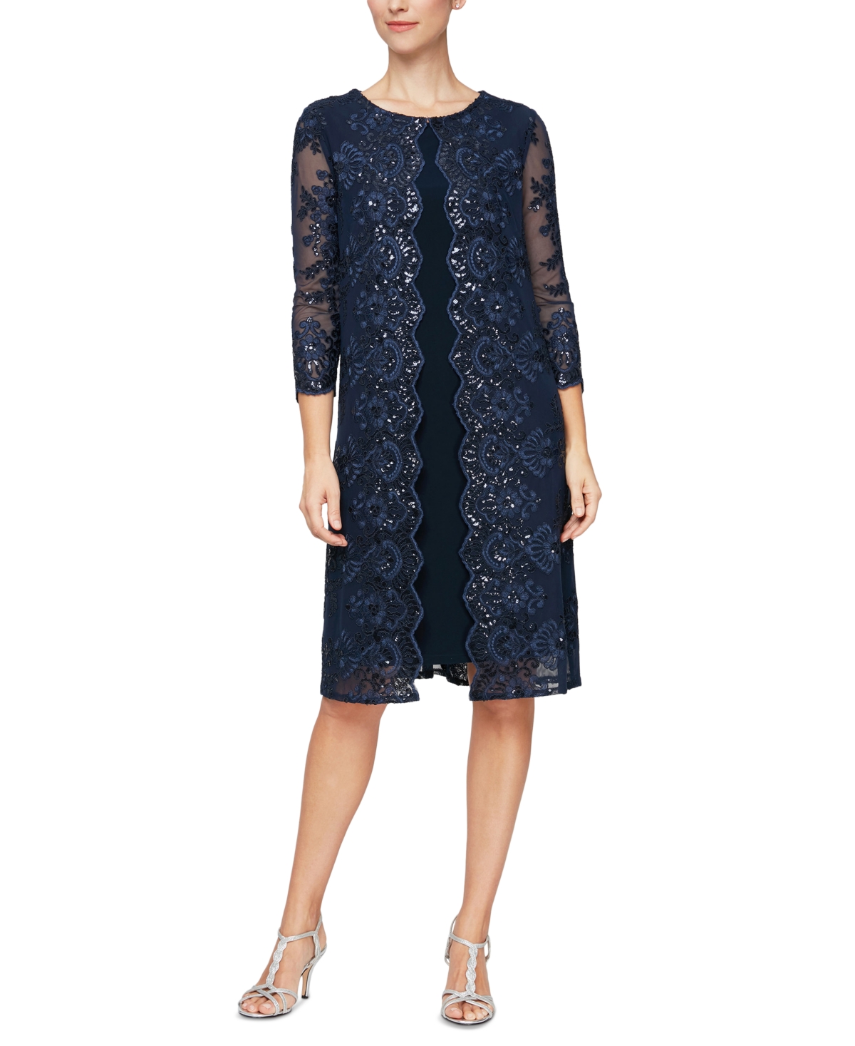 Alex Evenings Embellished Layered-Look Dress