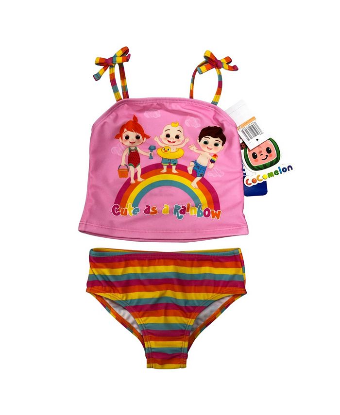 Dreamwave Toddler Girls Cocomelon Rainbow Swimsuit Set, 2 Piece