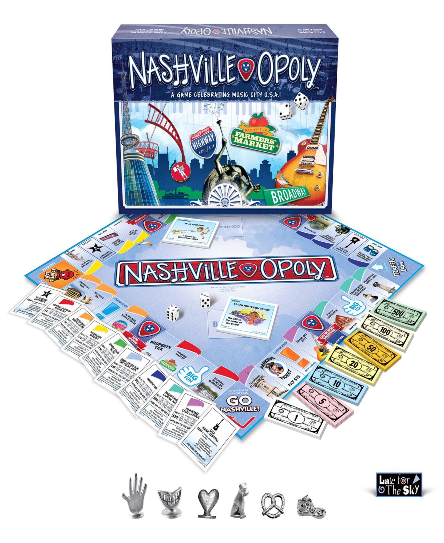 Детская настольная игра Late for the Sky Nashville-Opoly Board Game, от 8 лет — фото 1