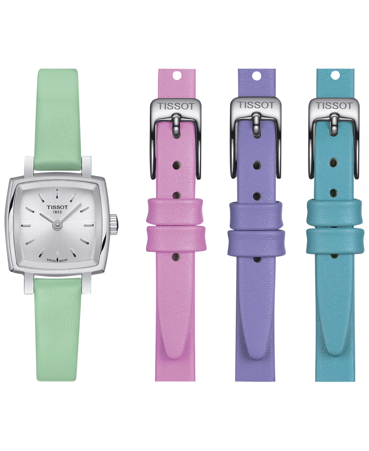 Shop Tissot Women's Lovely Summer Interchangeable Leather Strap Watch 20mm In Green