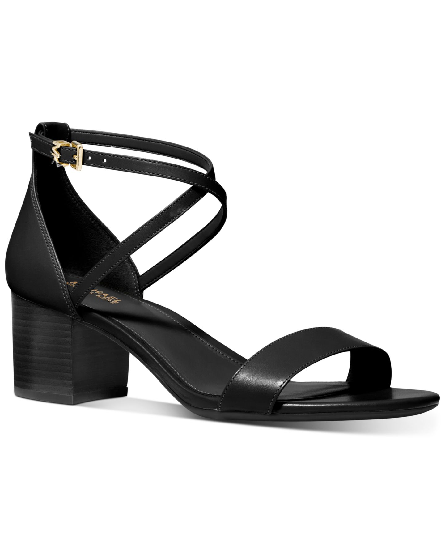 Женские сандалии MICHAEL Michael Kors Serena Flex Ankle Strap Dress Sandals, цвет: Чёрный кожаный — фото 1