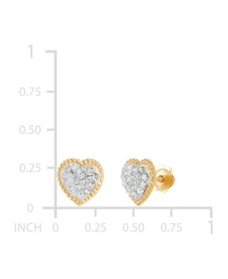 Children's Crystal Heart Stud Earrings in 14k Gold