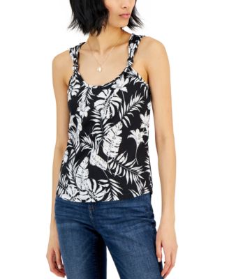 INC International Concepts - Women's Cotton Printed Knot-Strap Top