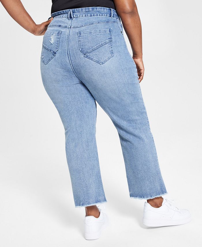 Nina Parker Trendy Plus Size Button-Fly Distressed Boyfriend Jeans ...