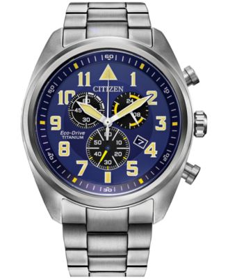Citizen - Men's Chronograph Garrison Silver-Tone Titanium Bracelet Watch 44mm