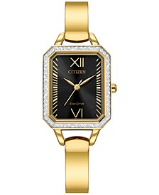 Eco-Drive Women's Crystal Gold-Tone Stainless Steel Bangle Bracelet Watch 23mm