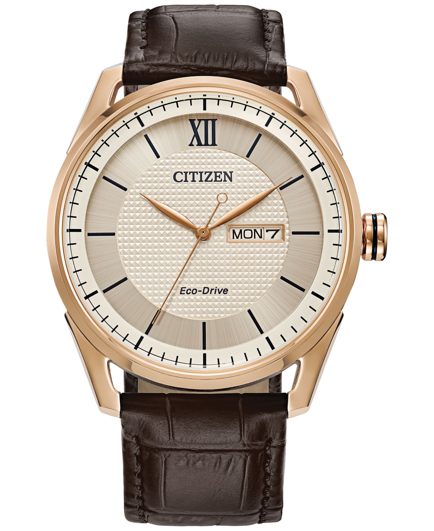 Мужские часы Citizen Eco-Drive Brown Leather Strap Watch 42mm — фото 1