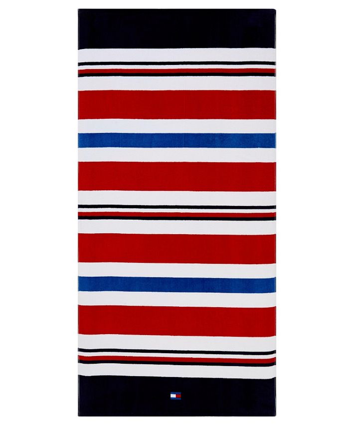 Tommy Hilfiger Hilfiger Red Stripe Beach Towel - Macy's