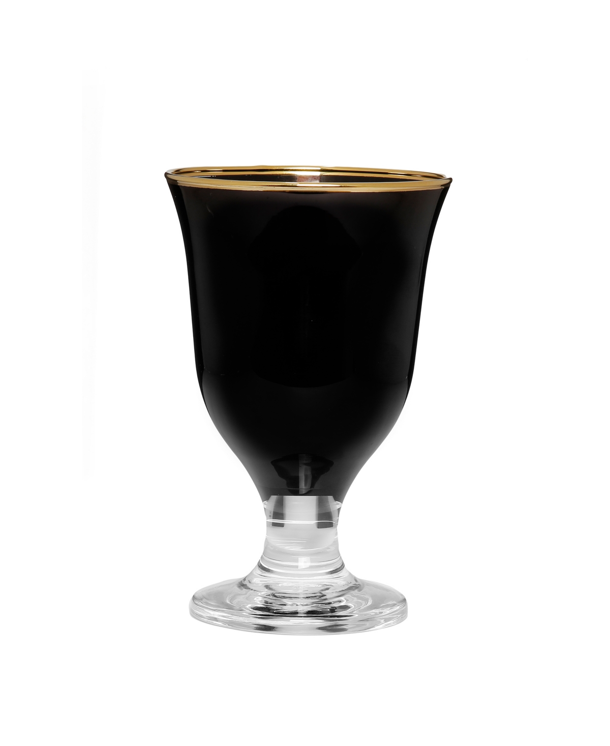 Classic Touch 8 oz Short Stem Water Glasses With Colored Rim, Set Of 6