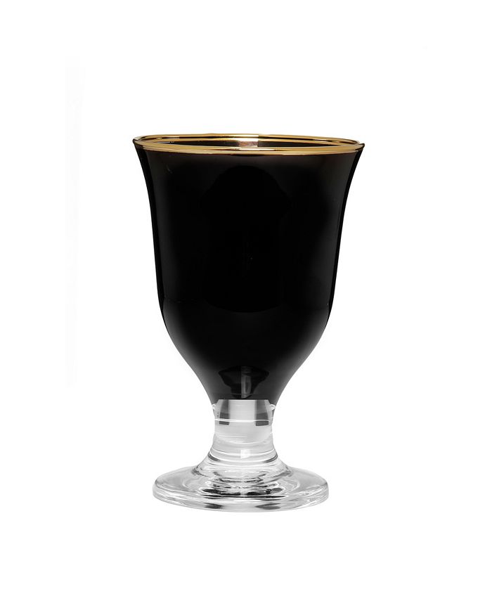 Classic Touch 8 Oz Short Stem Water Glasses with Colored Rim, Set of 6