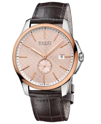 Gucci - Men's Swiss Automatic G-Timeless Brown Leather Strap Watch 40mm YA126314