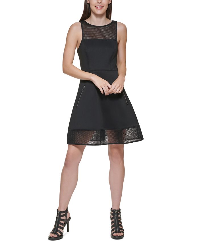 DKNY MixedMedia Fit & Flare Dress Macy's