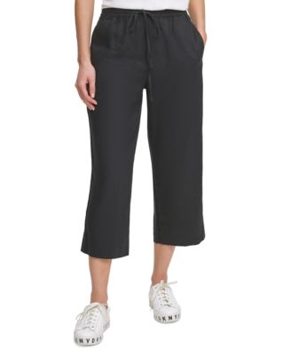 Pull-On Wide-Leg 100% Linen Pants