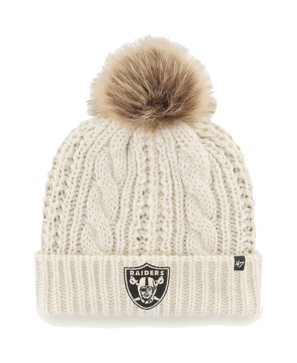 Women's '47 Cream Las Vegas Raiders Team Meeko Cuffed Knit Hat with Pom - Cream