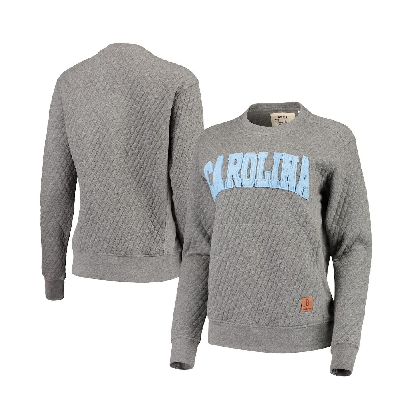Женские толстовки Pressbox Heathered Gray North Carolina Tar Heels Moose Applique Quilted Crewneck — фото 1