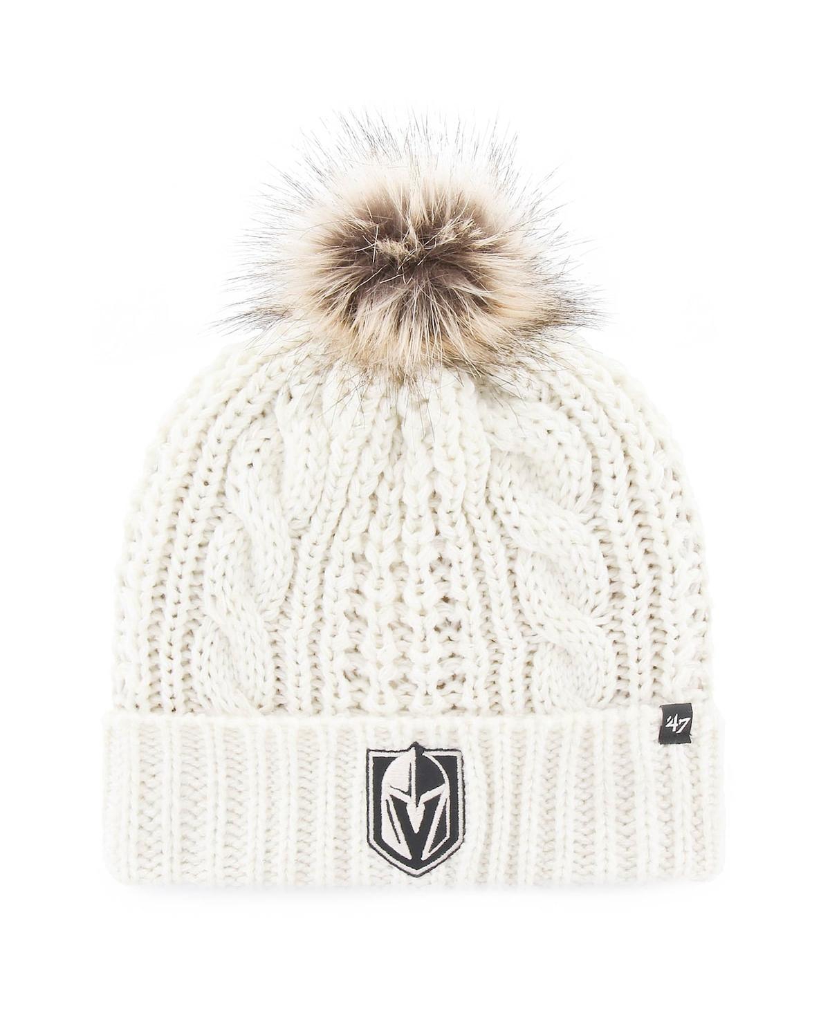 Women's '47 White Vegas Golden Knights Logo Meeko Cuffed Knit Hat with Pom