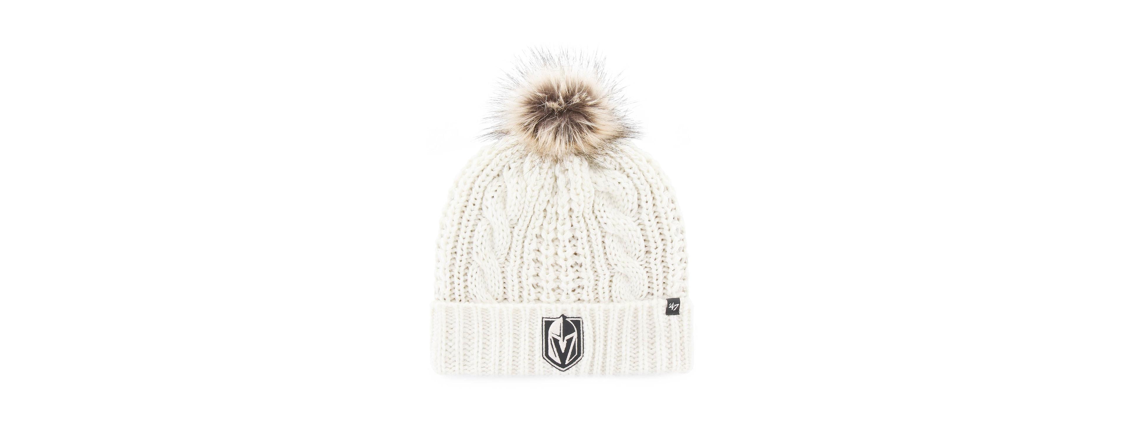 Women's '47 White Vegas Golden Knights Logo Meeko Cuffed Knit Hat with Pom