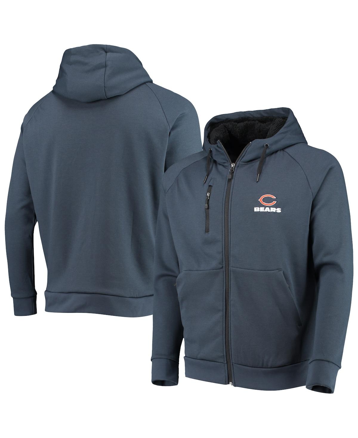 DUNBROOKE MEN'S DUNBROOKE NAVY CHICAGO BEARS SHAG TRI-BLEND FULL-ZIP RAGLAN HOODIE 