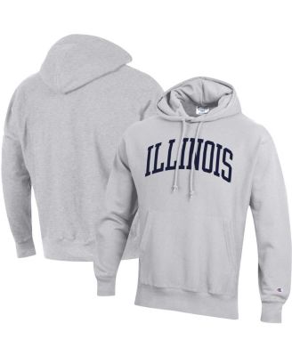 Men s Heathered Gray Illinois Fighting Illini Team Arch Reverse Weave Pullover Hoodie