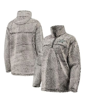 Women's Gray Dallas Stars Sherpa Quarter-Zip Pullover Jacket