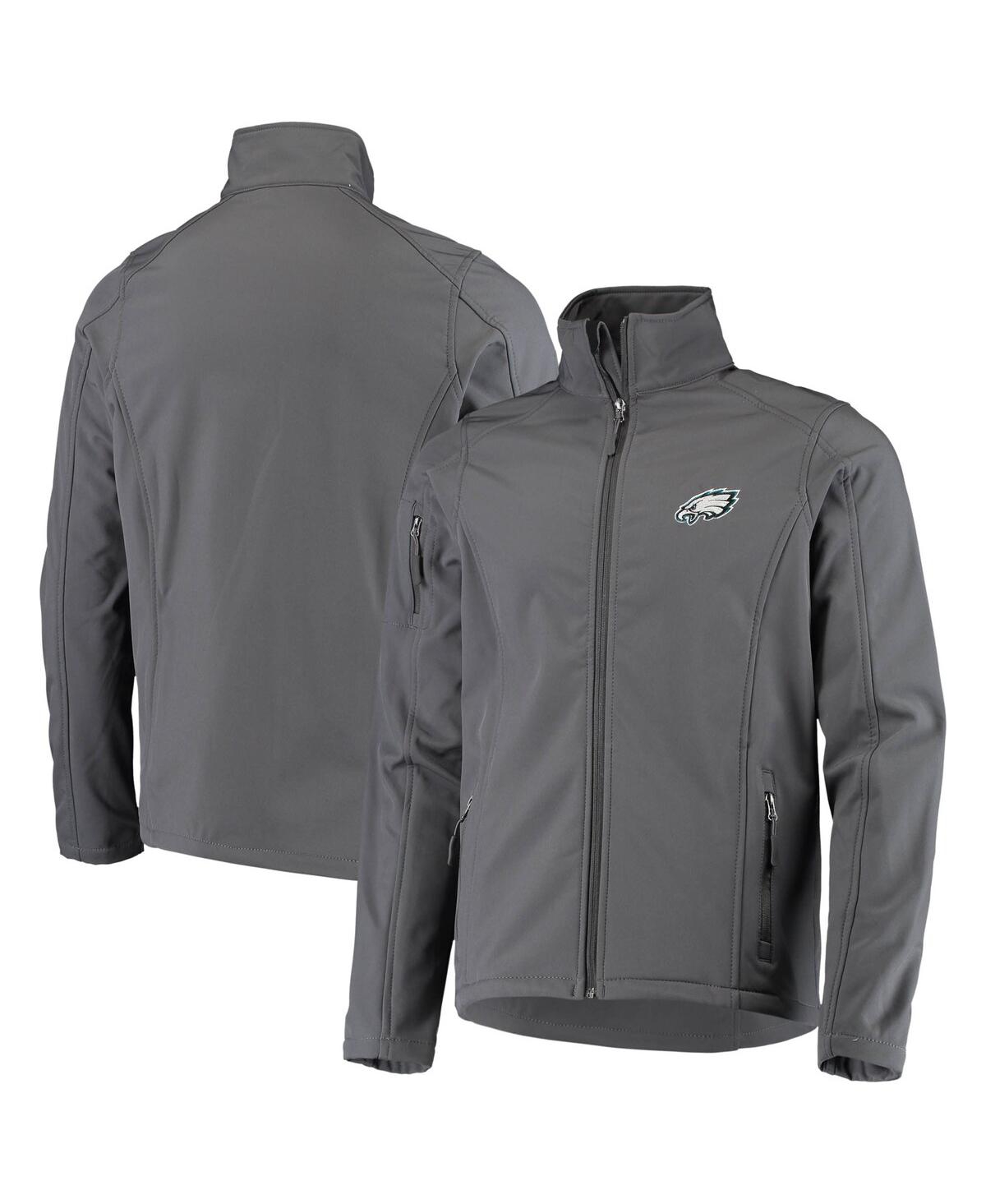 DUNBROOKE MEN'S DUNBROOKE CHARCOAL PHILADELPHIA EAGLES SONOMA SOFTSHELL FULL-ZIP JACKET 