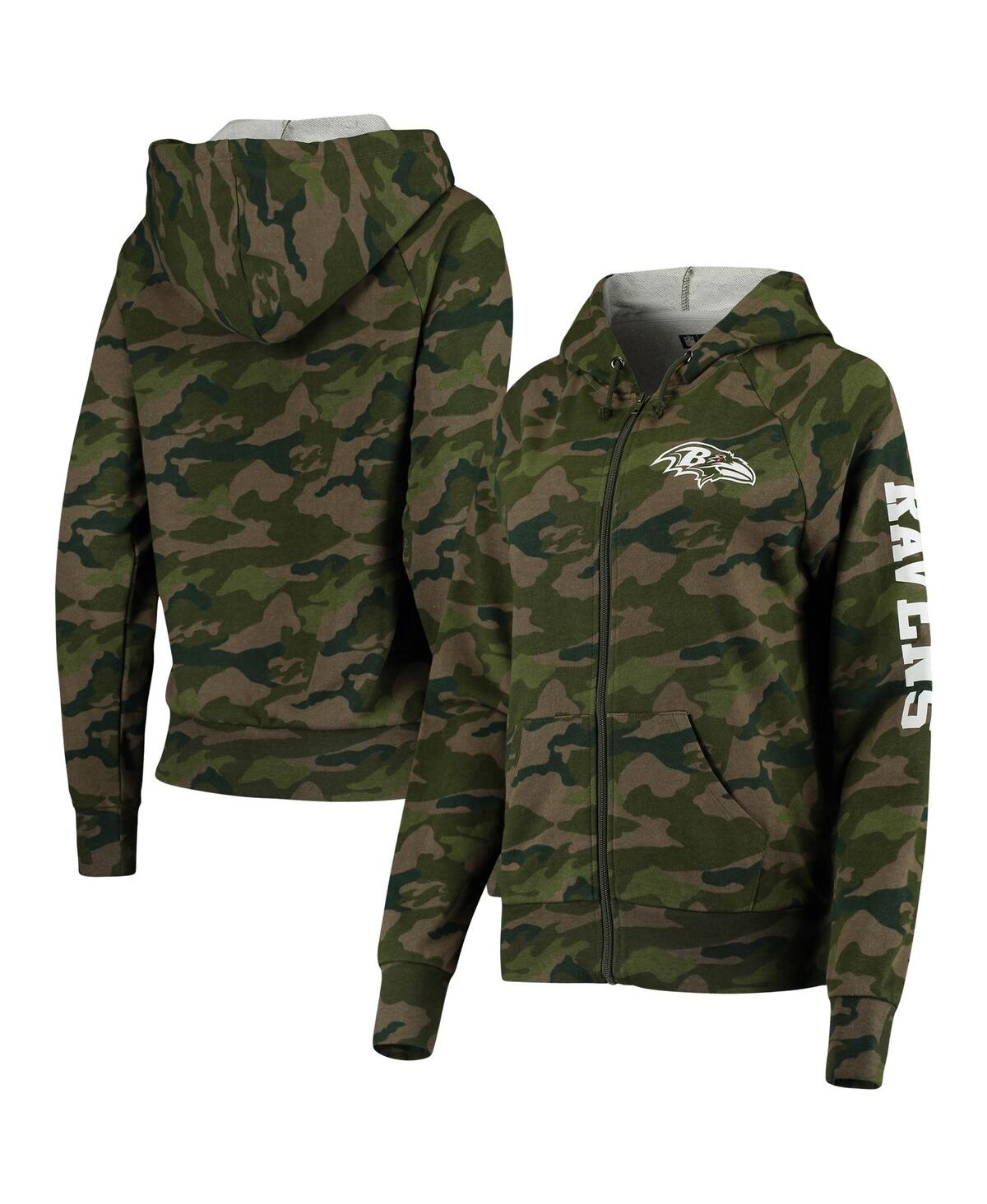 Women's New EraBaltimore Ravens Raglan Full-Zip Hoodie - Camo