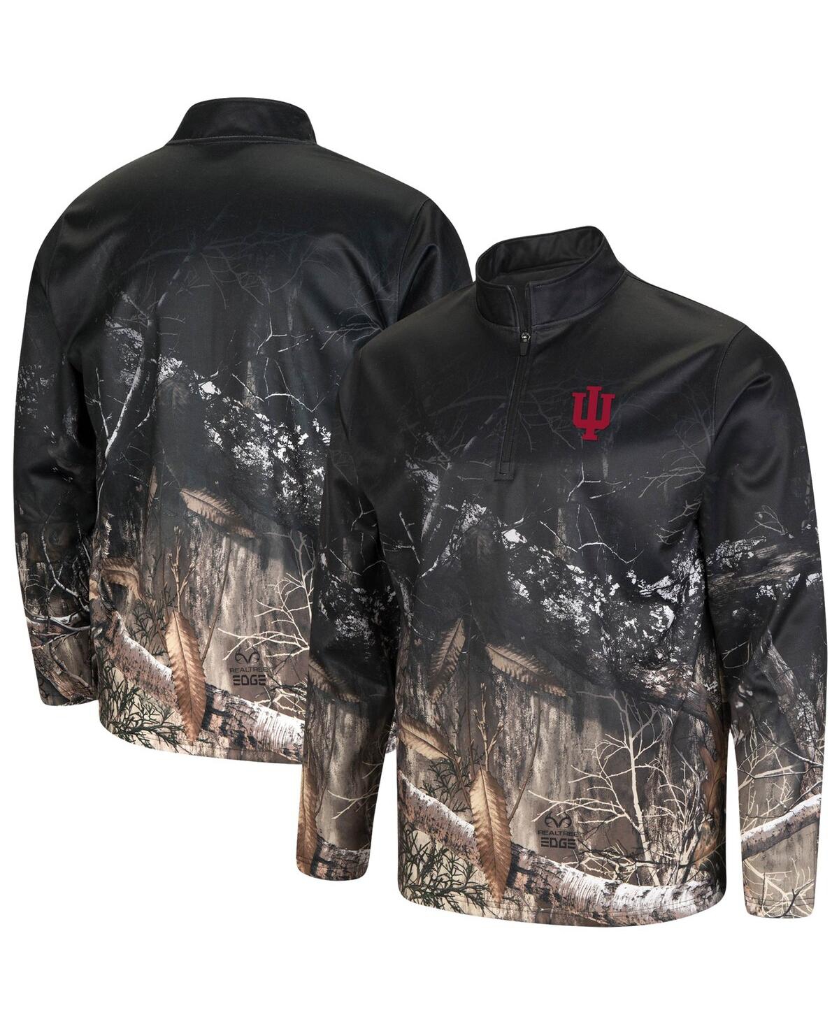 Colosseum Men's  Black, Realtree Camo Indiana Hoosiers Creek Quarter-zip Jacket In Black,realtree Camo