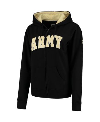 Women's Stadium Athletic Black Army Black Knights Helmet Arched Name Full-Zip Sweatshirt