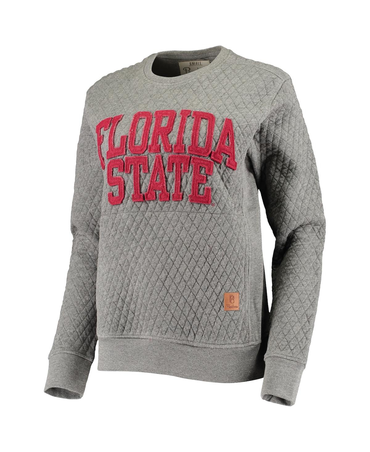 Women's PressboxFlorida State Seminoles Moose Applique Quilted Pullover Sweatshirt - Heathered Gray