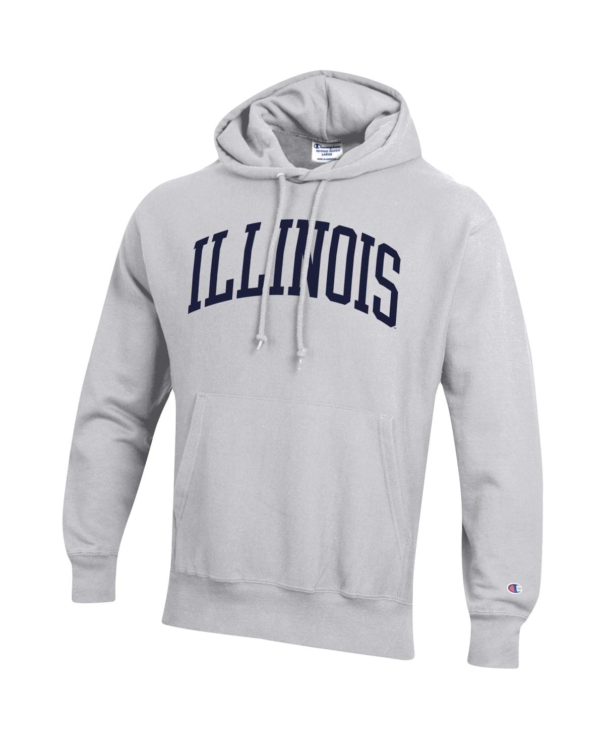 Champion Men's  Heathered Gray Illinois Fighting Illini Team Arch Reverse Weave Pullover Hoodie In Heathered Gray