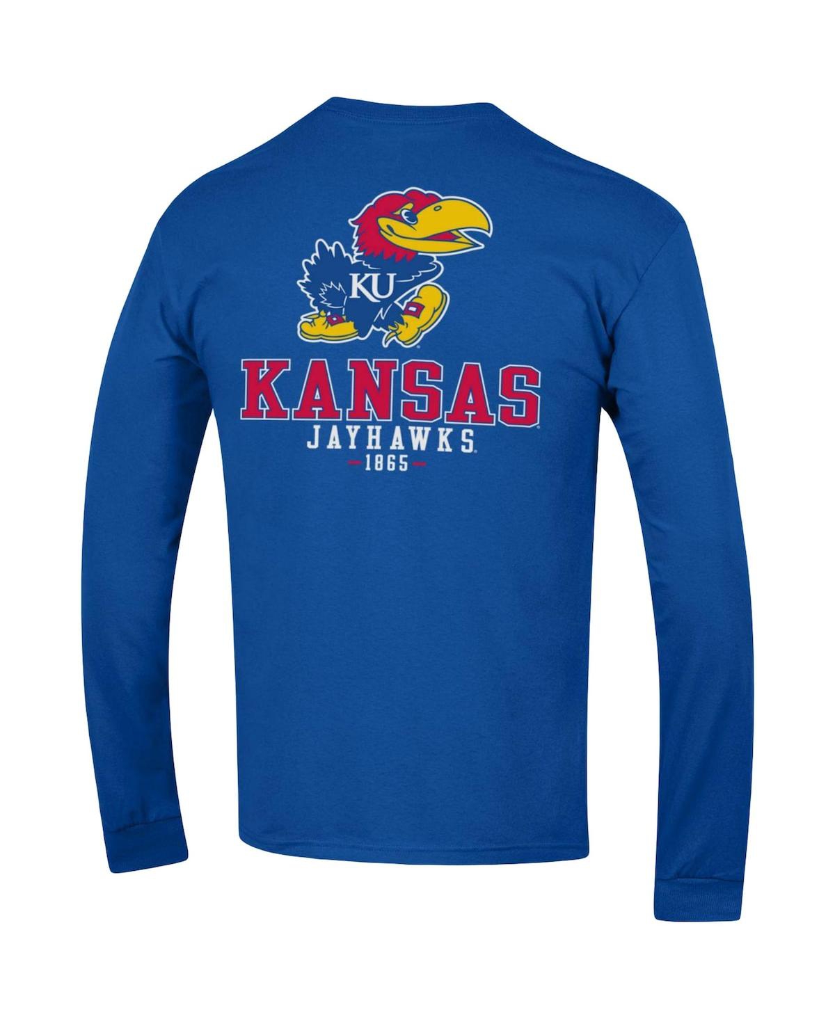 Shop Champion Men's  Royal Kansas Jayhawks Team Stack Long Sleeve T-shirt