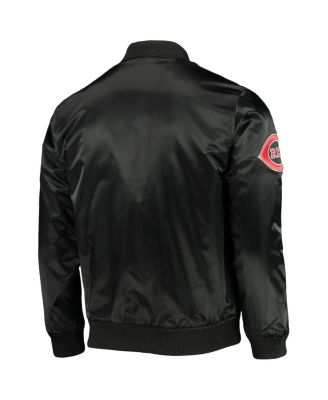Men's Black Cincinnati Reds Wordmark Satin Full-Snap Jacket