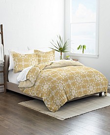 Home Collection 3 Piece Premium Ultra Soft Daisy Medallion Reversible Comforter Set, King