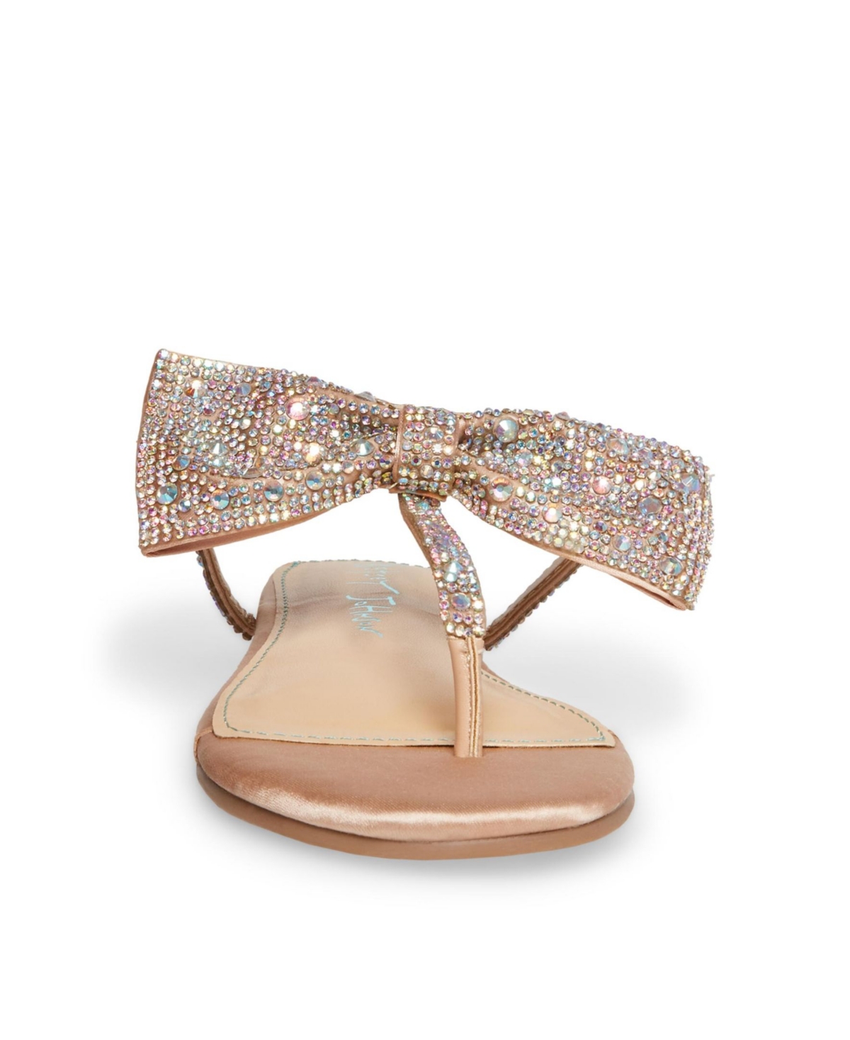 Betsey Johnson Little And Big Girls Sasha T-strap Sandals With Bow Detail In Champagne