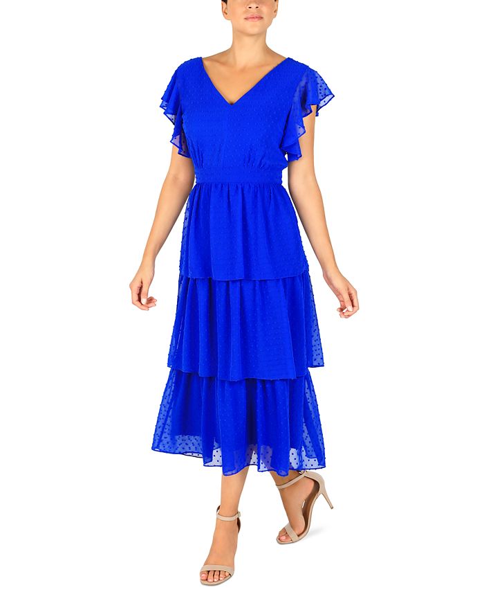 julia jordan Flutter-Sleeve Chiffon Midi Dress & Reviews - Dresses ...
