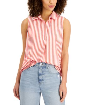 Style & Co - Women's Cotton Poplin Printed Sleeveless Popover Shirt