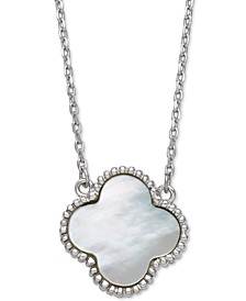 Mother-of-Pearl Clover Pendant Necklace in Sterling Silver, 16" + 2" extender (Also in Onyx), Created for Macy's